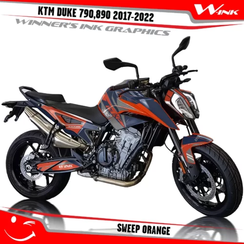 KTM-Duke-790-890-2017-2022-graphics-kit-and-decals-with-design-Sweep-Orange