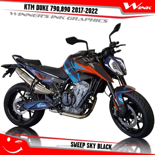 KTM-Duke-790-890-2017-2022-graphics-kit-and-decals-with-design-Sweep-Sky-Black