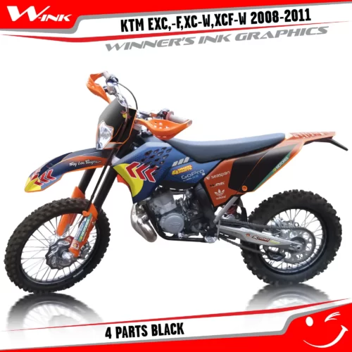 KTM-EXC,-F,XC-W,XCF-W-2012-2013-graphics-kit-and-decals-4-Parts-Black