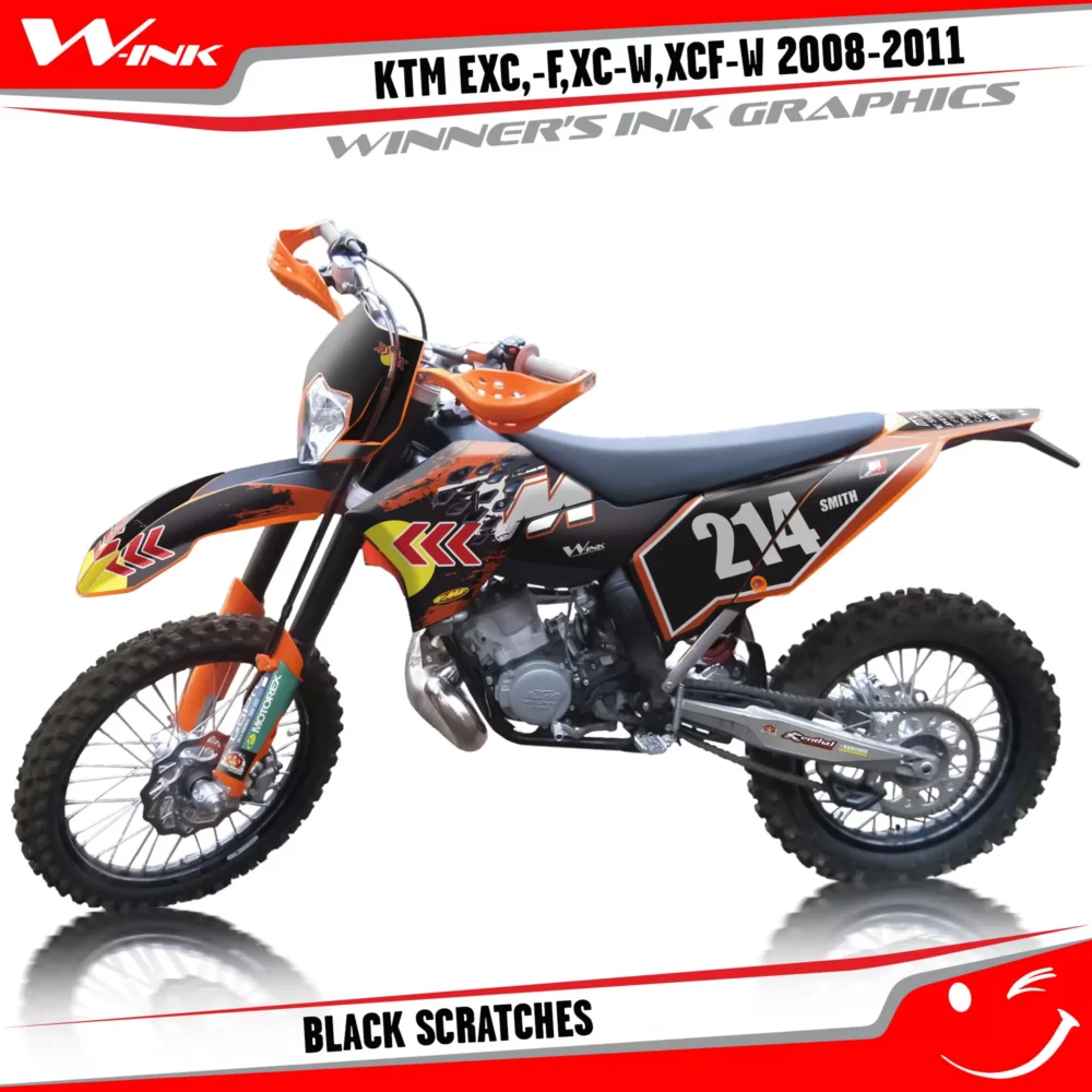 KTM-EXC,-F,XC-W,XCF-W-2012-2013-graphics-kit-and-decals-Black-Scratches