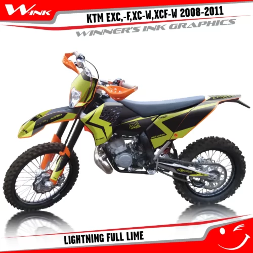 KTM-EXC,-F,XC-W,XCF-W-2012-2013-graphics-kit-and-decals-Lightning-Full-Lime