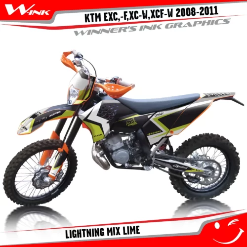 KTM-EXC,-F,XC-W,XCF-W-2012-2013-graphics-kit-and-decals-Lightning-Mix-Lime