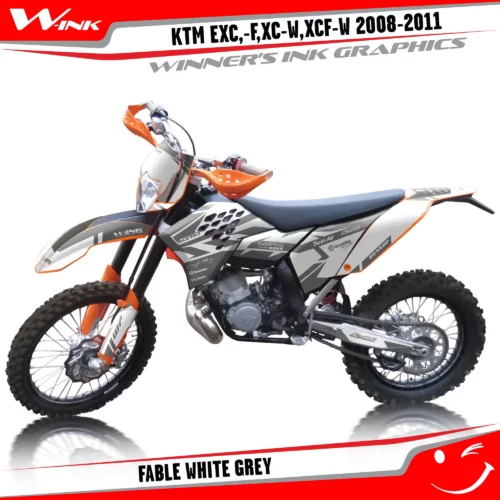 KTM-EXC,-F,XC-W,XCF-W-2012-2013-graphics-kit-and-decalы-Fable-White-Grey