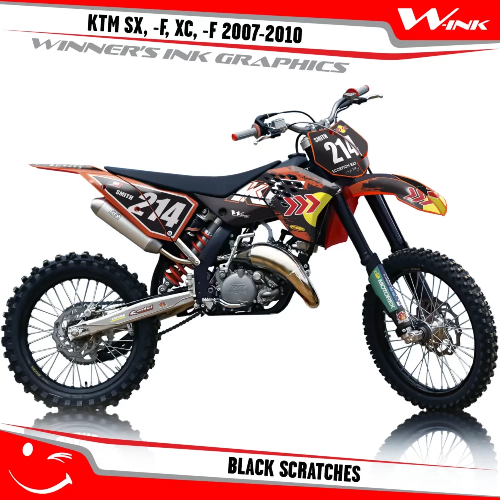 KTM-SX,-F-XC,-F-2007-2008-2009-2010-graphics-kit-and-decals-Black-Scratches