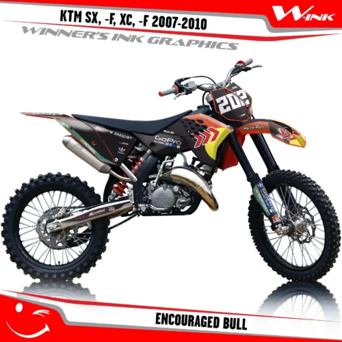 KTM-SX,-F-XC,-F-2007-2008-2009-2010-graphics-kit-and-decals-Encouraged-Bull