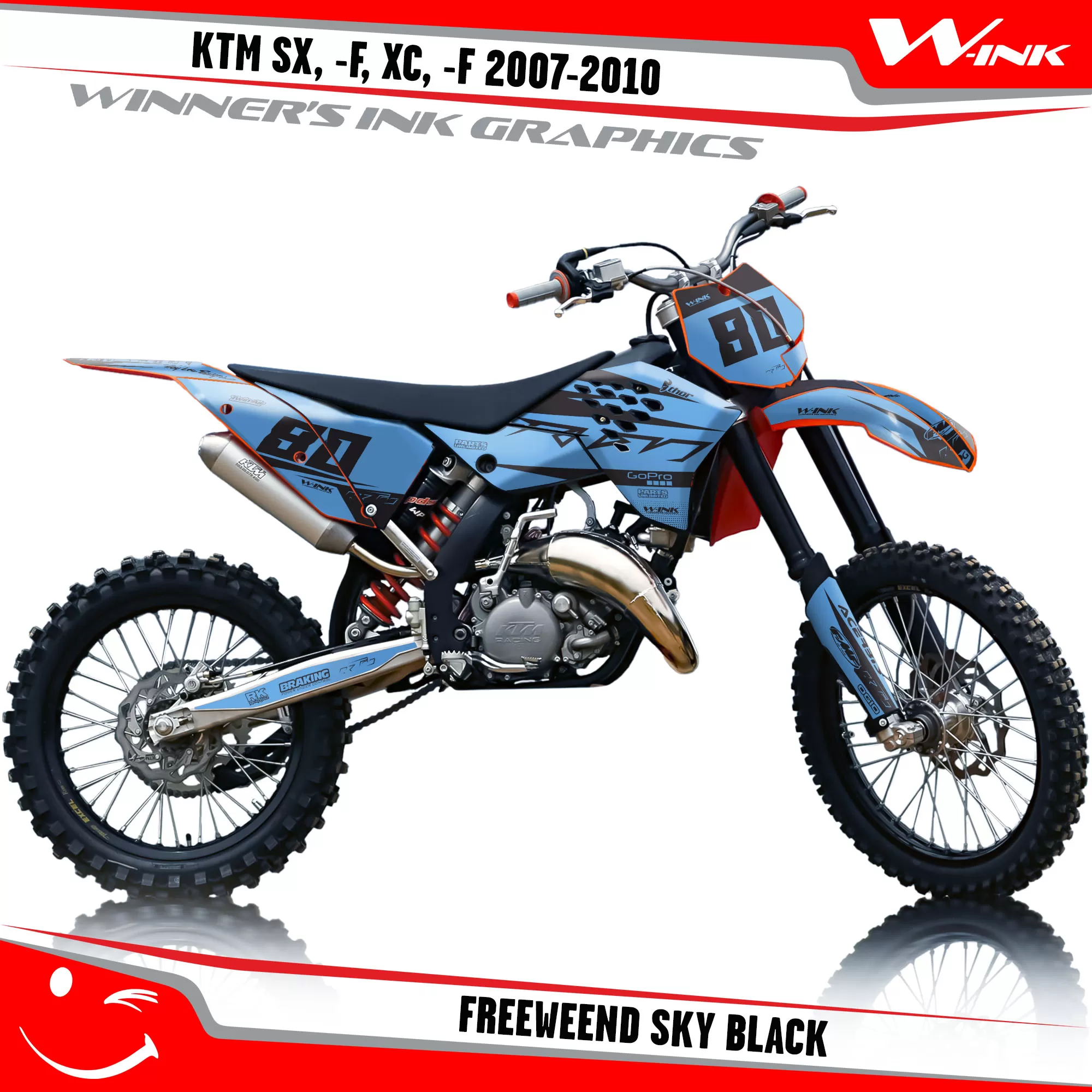 Buy decals For KTM SX-F, XC-F, SX, XC 2007-2010 Freeweend Sky Black