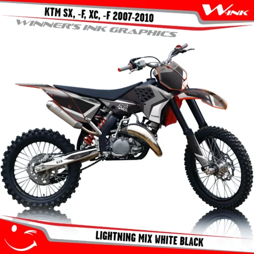 KTM-SX,-F-XC,-F-2007-2008-2009-2010-graphics-kit-and-decals-Lightning-Mix-White-Black