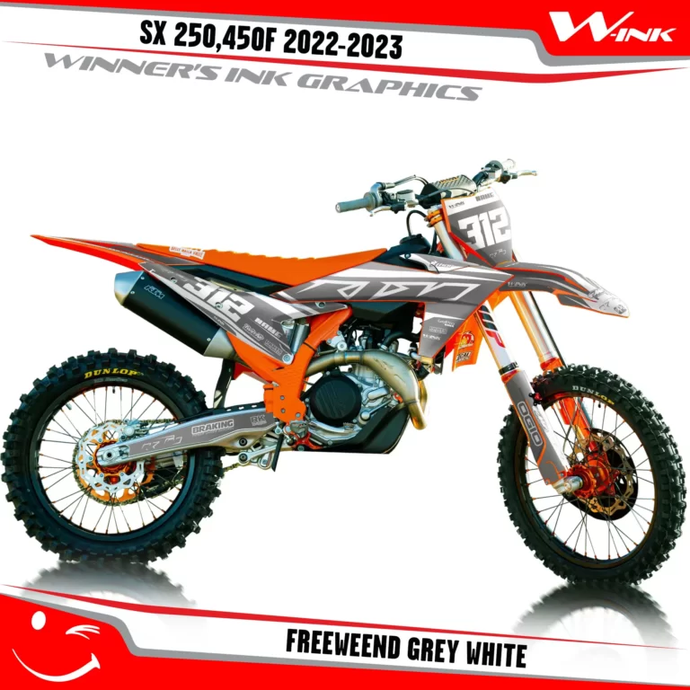 SX-F-250-450-2023-graphics-kit-and-decals-with-design-Freeweend-Grey-White