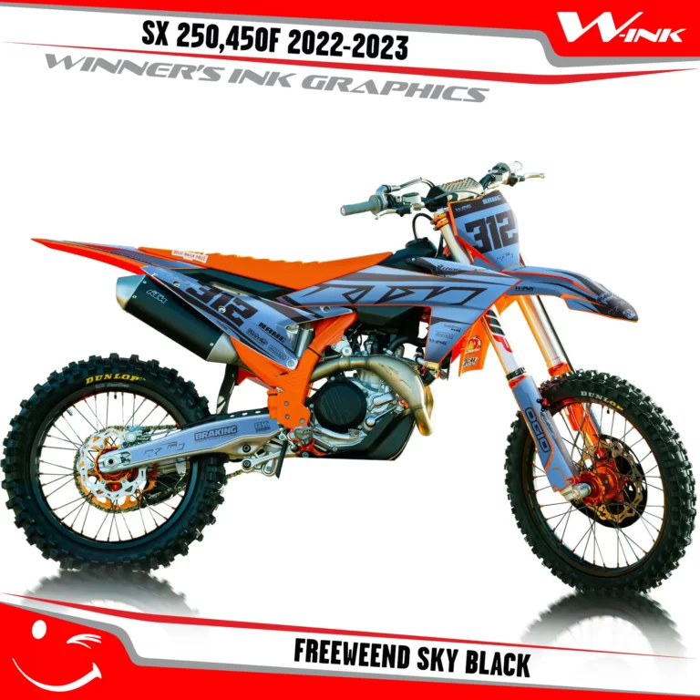 SX-F-250-450-2023-graphics-kit-and-decals-with-design-Freeweend-Sky-Black