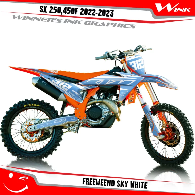 SX-F-250-450-2023-graphics-kit-and-decals-with-design-Freeweend-Sky-White