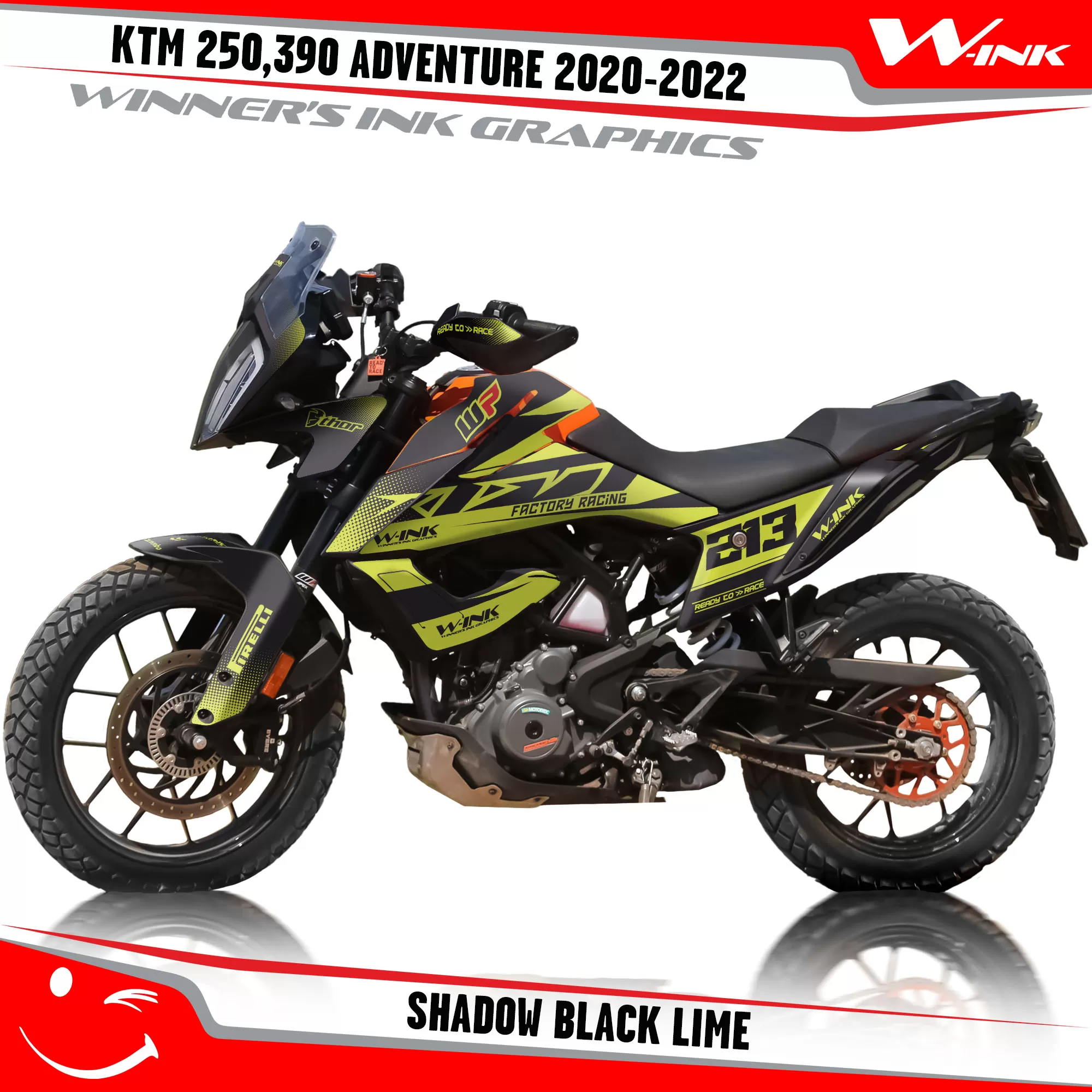 Adventure-250-390-2020-2021-2022-graphics-kit-and-decals-with-designs-Shadow-Black-Lime