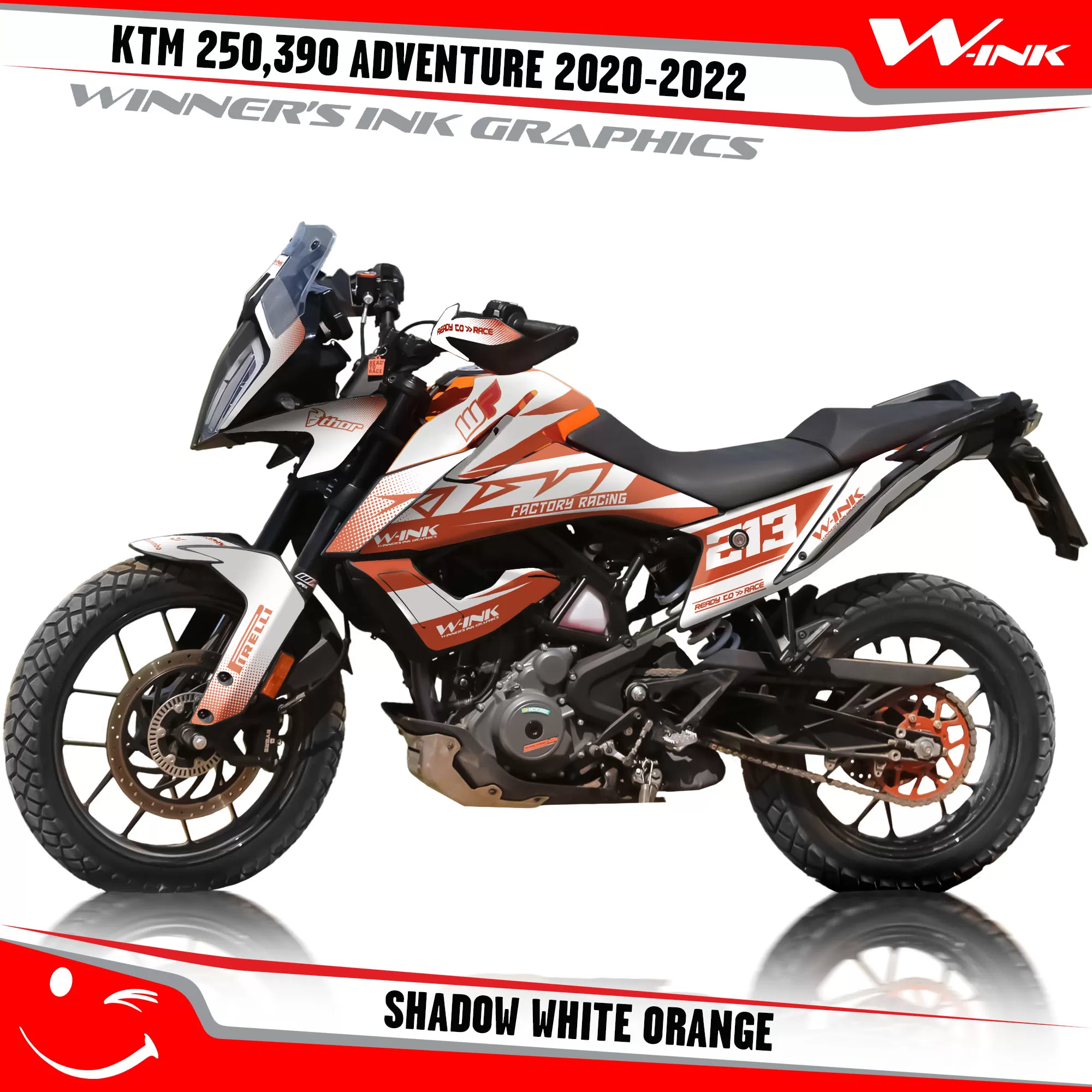 Adventure-250-390-2020-2021-2022-graphics-kit-and-decals-with-designs-Shadow-WHite-Orange