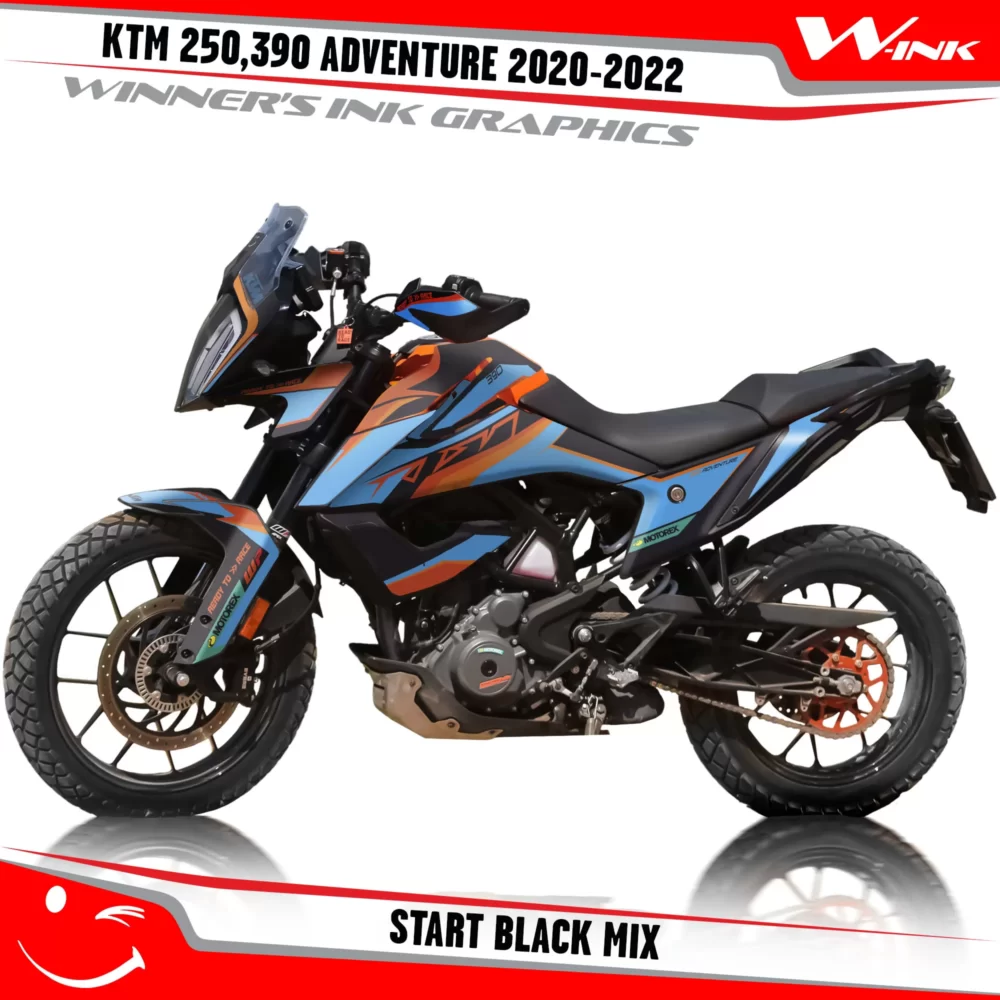 Adventure-250-390-2020-2021-2022-graphics-kit-and-decals-with-designs-Start-Black-Mix