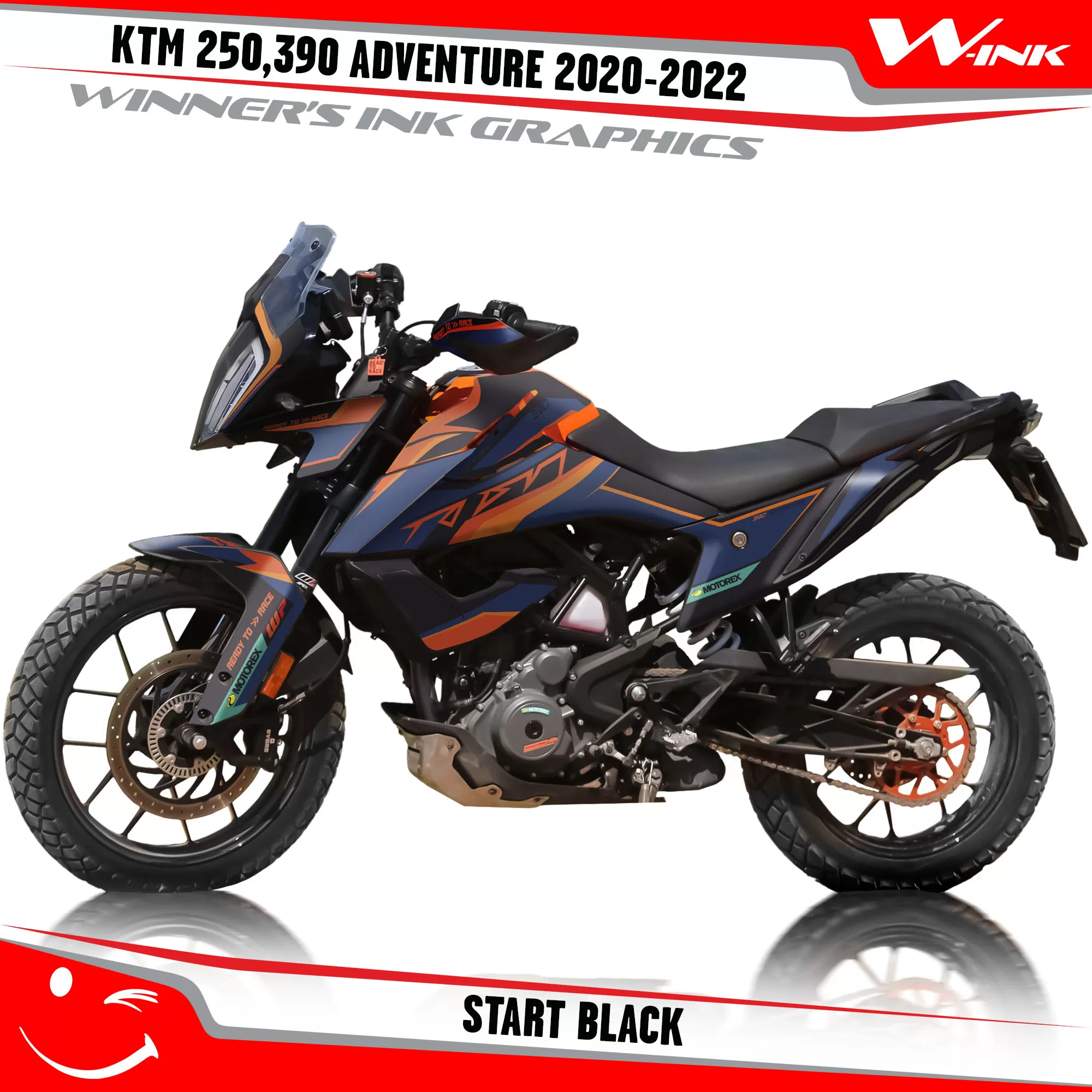 Adventure-250-390-2020-2021-2022-graphics-kit-and-decals-with-designs-Start-Black