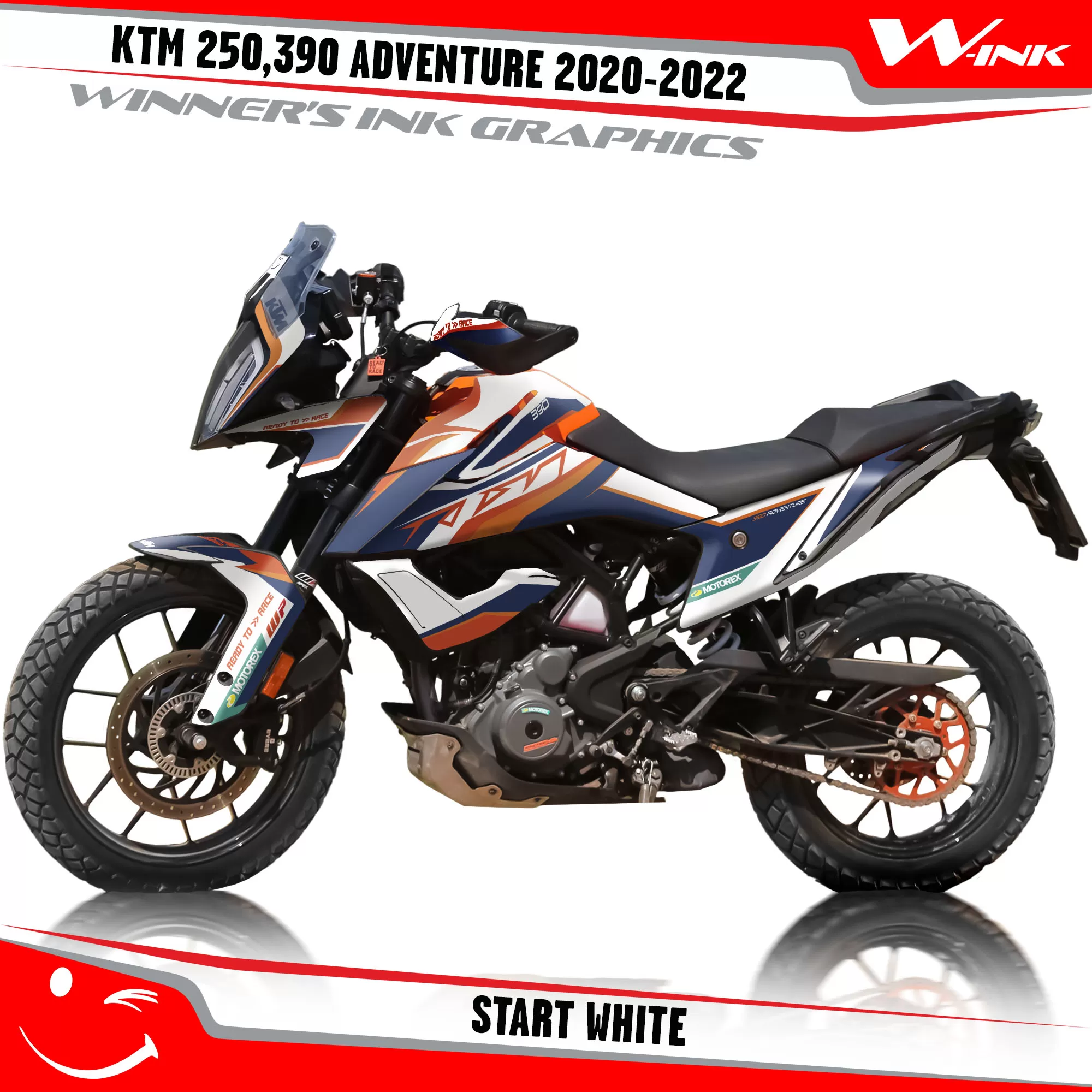 Adventure-250-390-2020-2021-2022-graphics-kit-and-decals-with-designs-Start-White