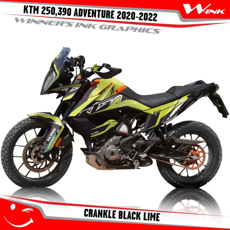 Adventure-390-2020-2021-2022-graphics-kit-and-decals-with-designs-Crackle-Black-Lime