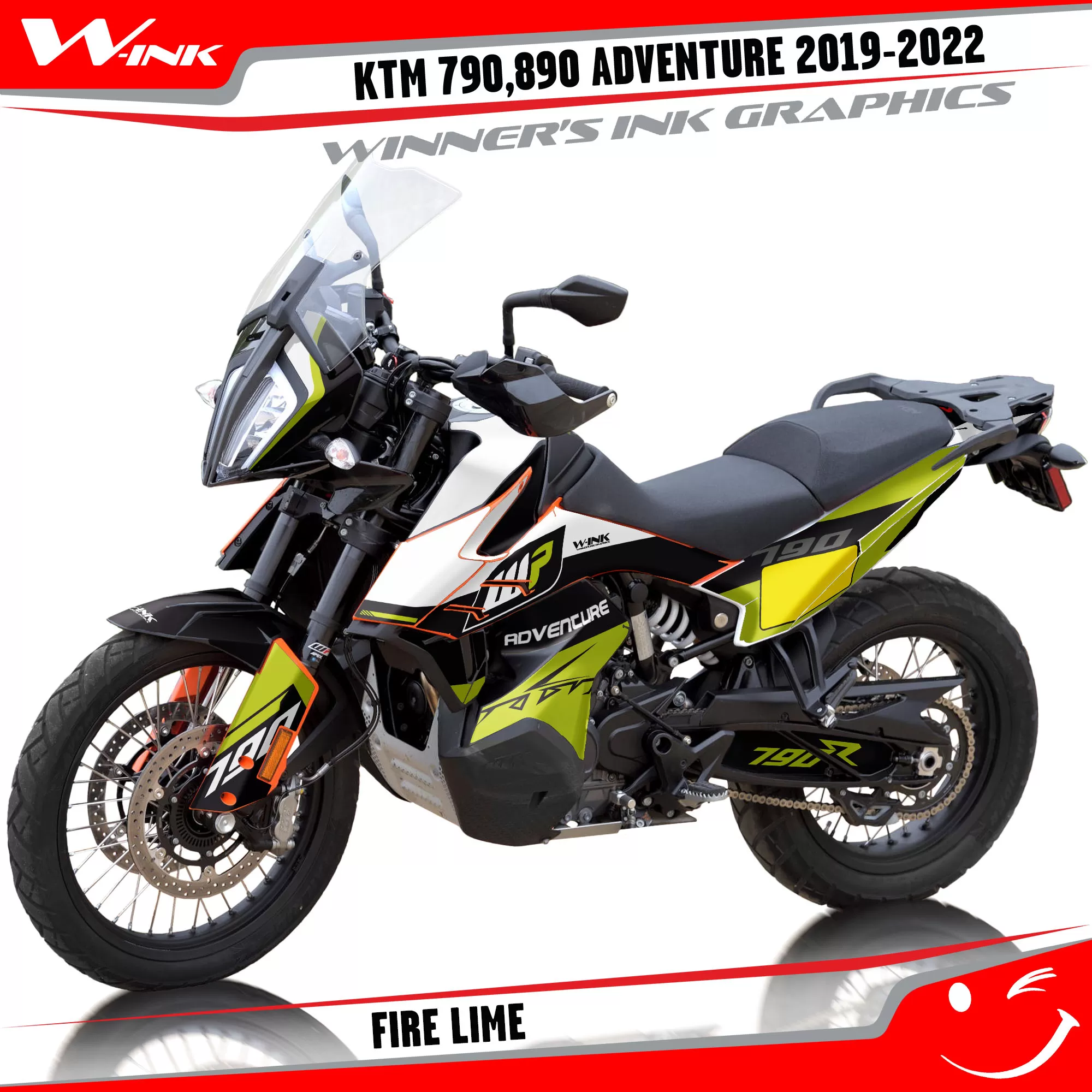 Adventure-790-890-2019-2020-2021-2022-graphics-kit-and-decals-with-designs-Fire-Lime