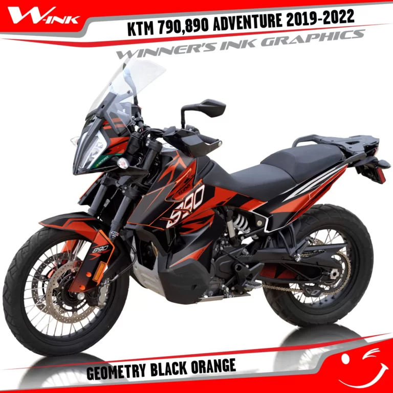Adventure-790-890-2019-2020-2021-2022-graphics-kit-and-decals-with-designs-Geometry-Black-Orange