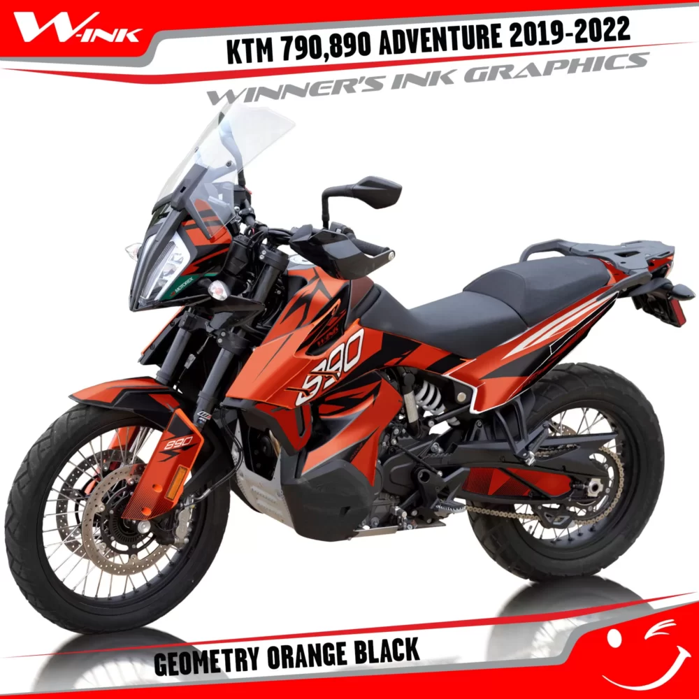 Adventure-790-890-2019-2020-2021-2022-graphics-kit-and-decals-with-designs-Geometry-Orange-Black