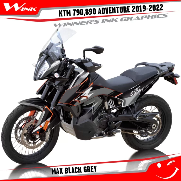 Adventure-790-890-2019-2020-2021-2022-graphics-kit-and-decals-with-designs-Max-Black-Grey