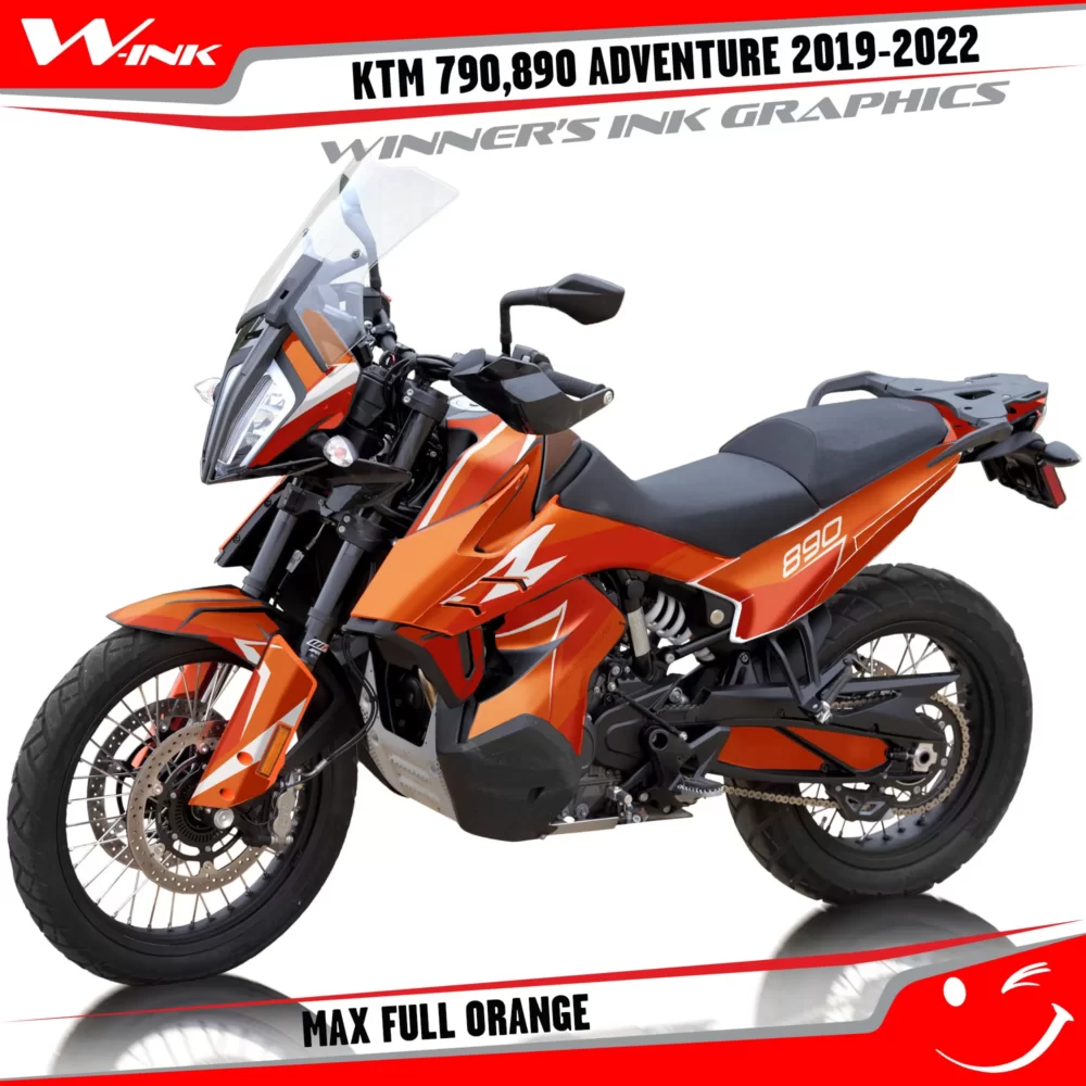 Adventure-790-890-2019-2020-2021-2022-graphics-kit-and-decals-with-designs-Max-Full-Orange
