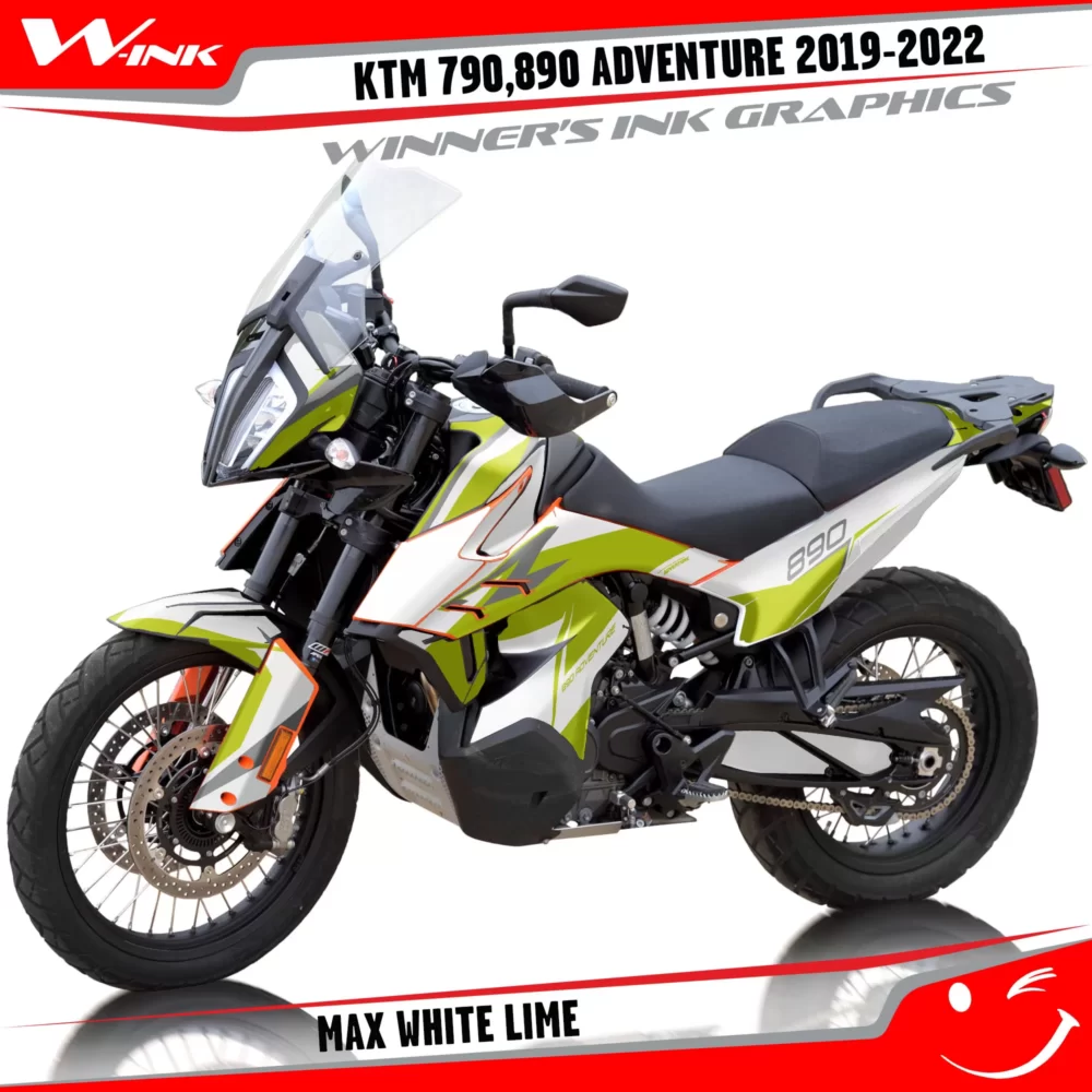 Adventure-790-890-2019-2020-2021-2022-graphics-kit-and-decals-with-designs-Max-White-Lime