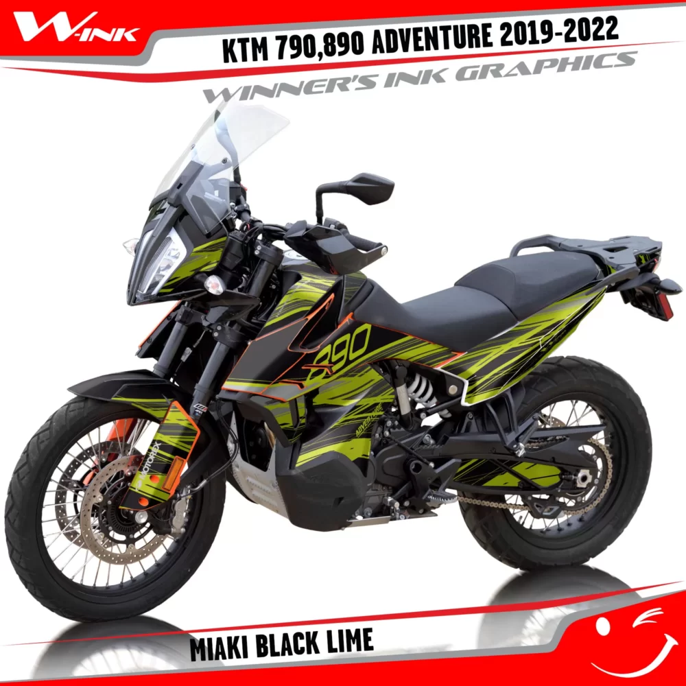 Adventure-790-890-2019-2020-2021-2022-graphics-kit-and-decals-with-designs-Miaki-Black-Lime