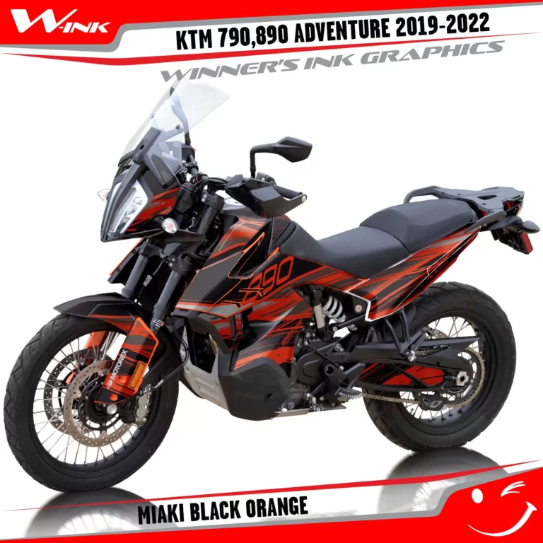 Adventure-790-890-2019-2020-2021-2022-graphics-kit-and-decals-with-designs-Miaki-Black-Orange