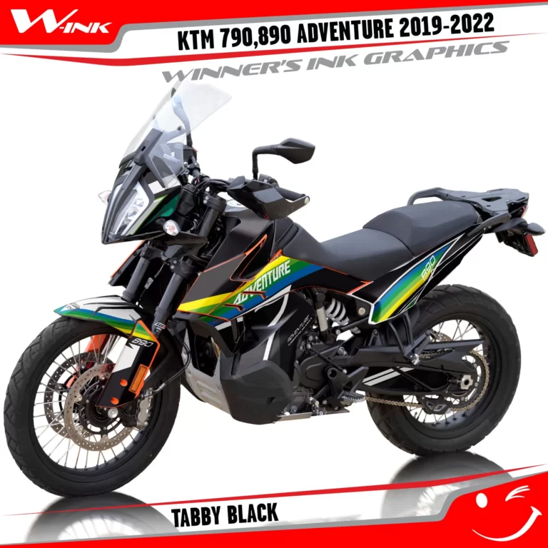 Adventure-790-890-2019-2020-2021-2022-graphics-kit-and-decals-with-designs-Tabby-Black