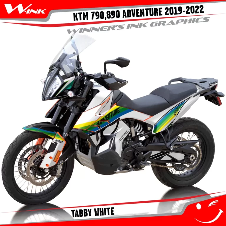 Adventure-790-890-2019-2020-2021-2022-graphics-kit-and-decals-with-designs-Tabby-White