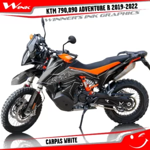 Adventure-R-790-890-2019-2020-2021-2022-graphics-kit-and-decals-with-designs-Carpas-Black-White