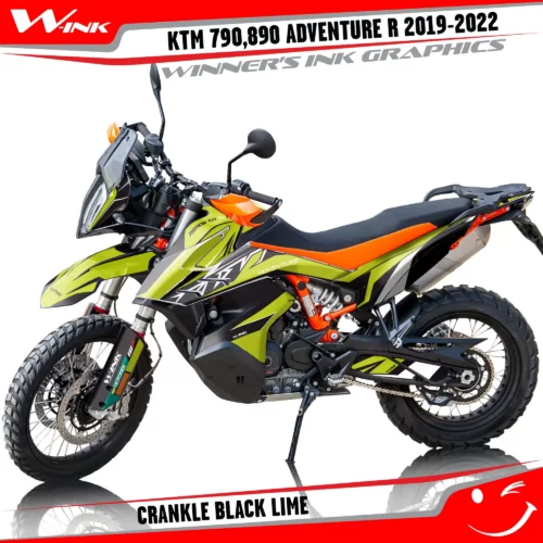 Adventure-R-790-890-2019-2020-2021-2022-graphics-kit-and-decals-with-designs-Crankle-Black-Lime