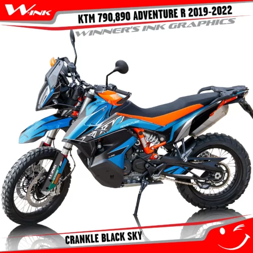 Adventure-R-790-890-2019-2020-2021-2022-graphics-kit-and-decals-with-designs-Crankle-Black-Sky