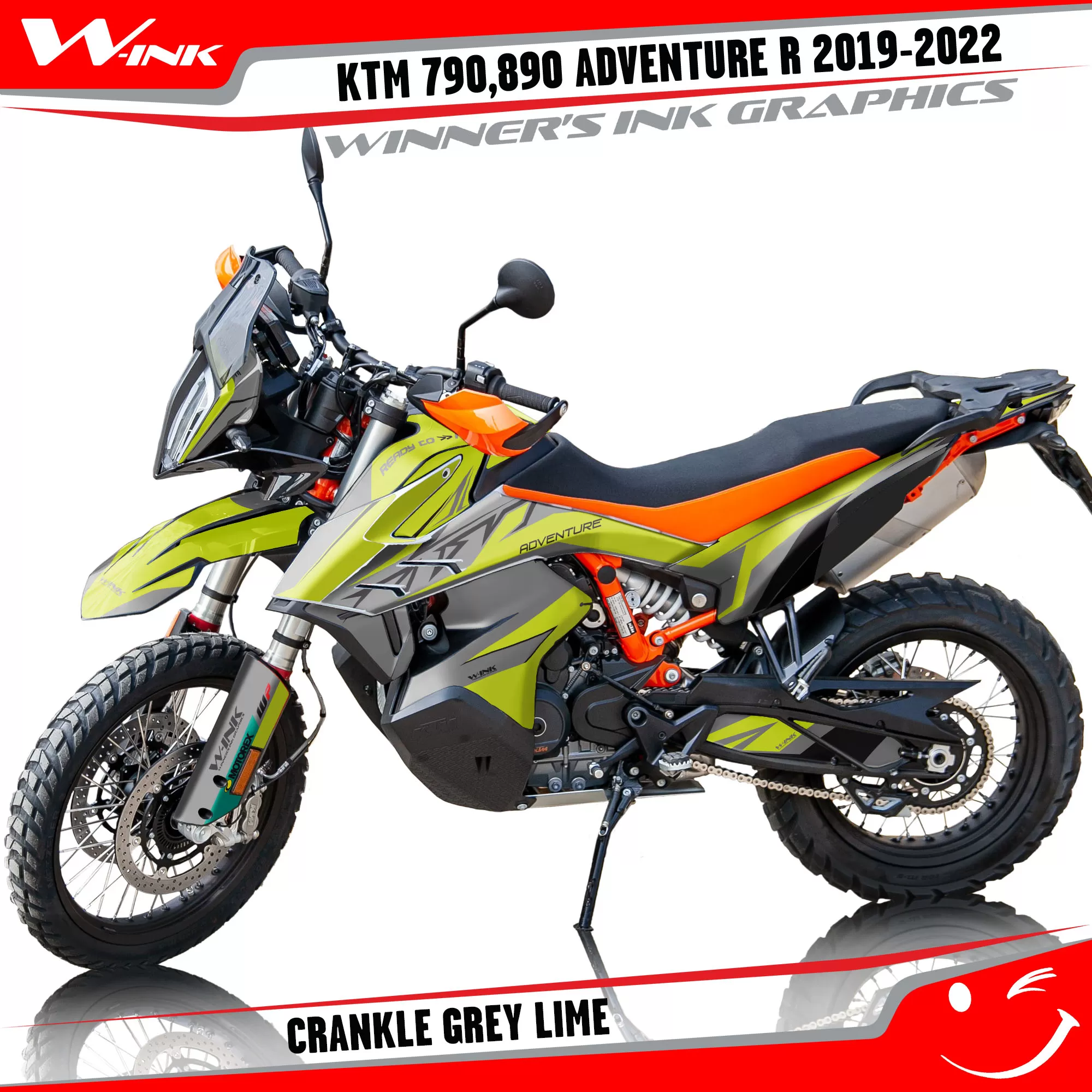 Adventure-R-790-890-2019-2020-2021-2022-graphics-kit-and-decals-with-designs-Crankle-Grey-Lime