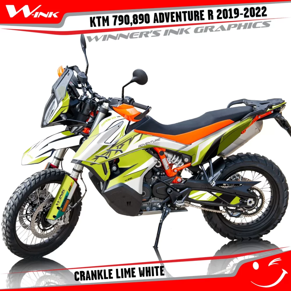 Adventure-R-790-890-2019-2020-2021-2022-graphics-kit-and-decals-with-designs-Crankle-Lime-White