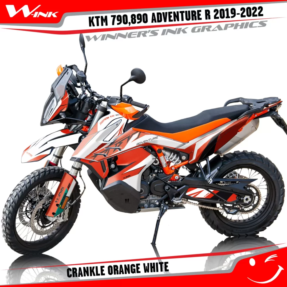 Adventure-R-790-890-2019-2020-2021-2022-graphics-kit-and-decals-with-designs-Crankle-Orange-White