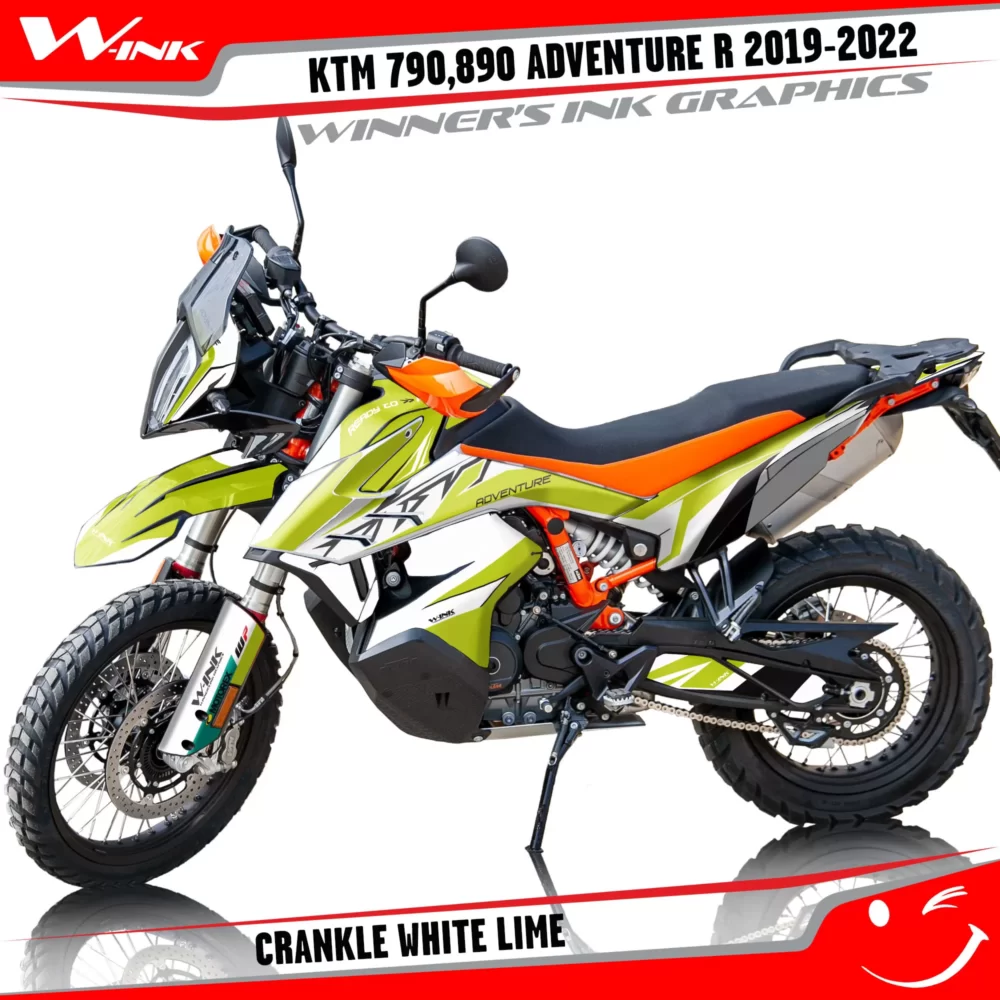 Adventure-R-790-890-2019-2020-2021-2022-graphics-kit-and-decals-with-designs-Crankle-White-Lime