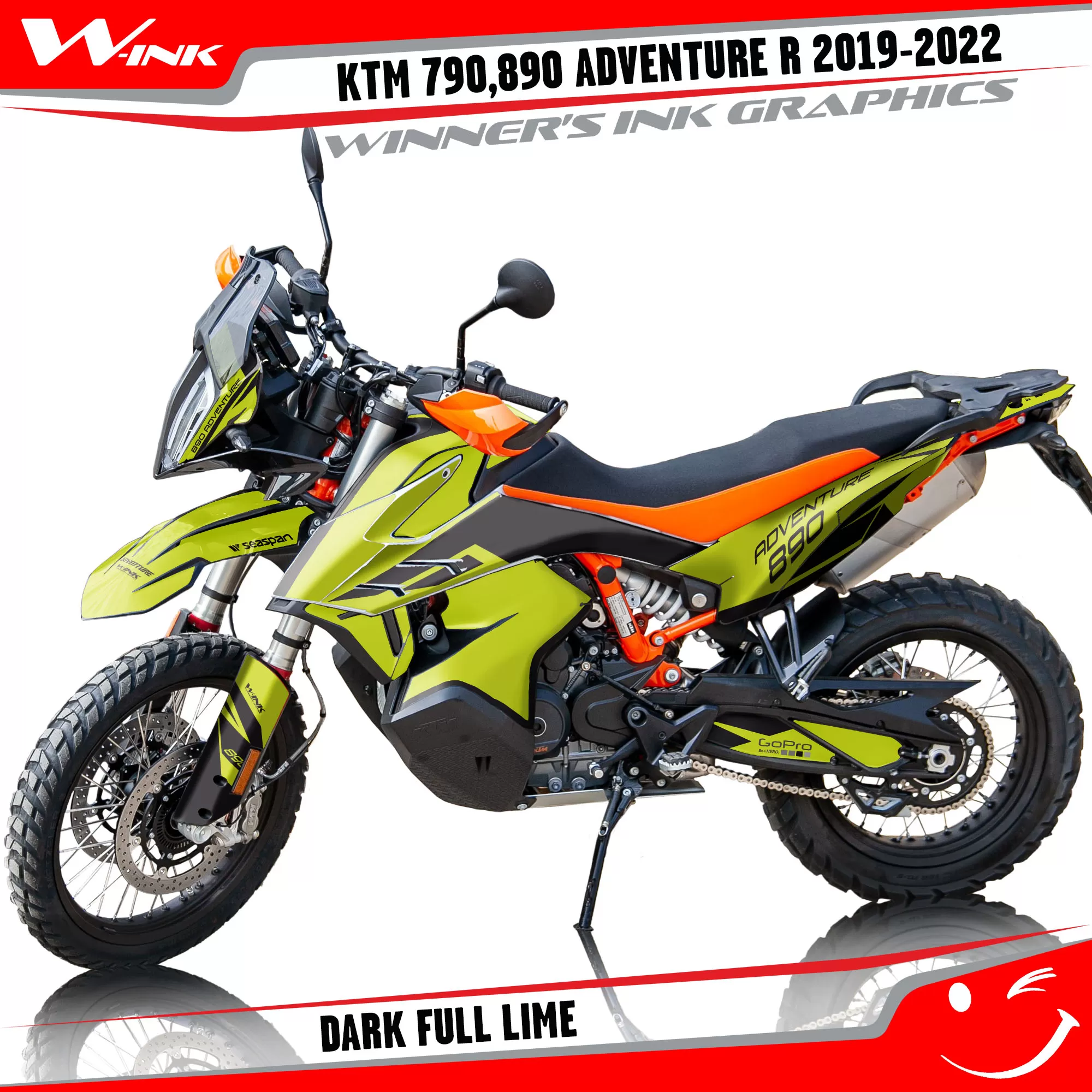 Adventure-R-790-890-2019-2020-2021-2022-graphics-kit-and-decals-with-designs-Dark-Full-Lime