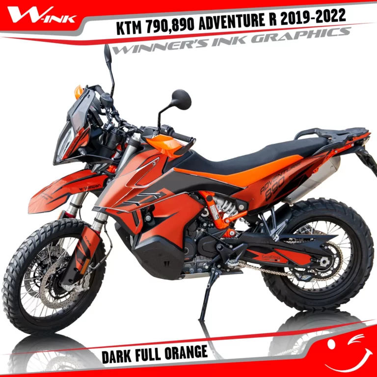 Adventure-R-790-890-2019-2020-2021-2022-graphics-kit-and-decals-with-designs-Dark-Full-Orange