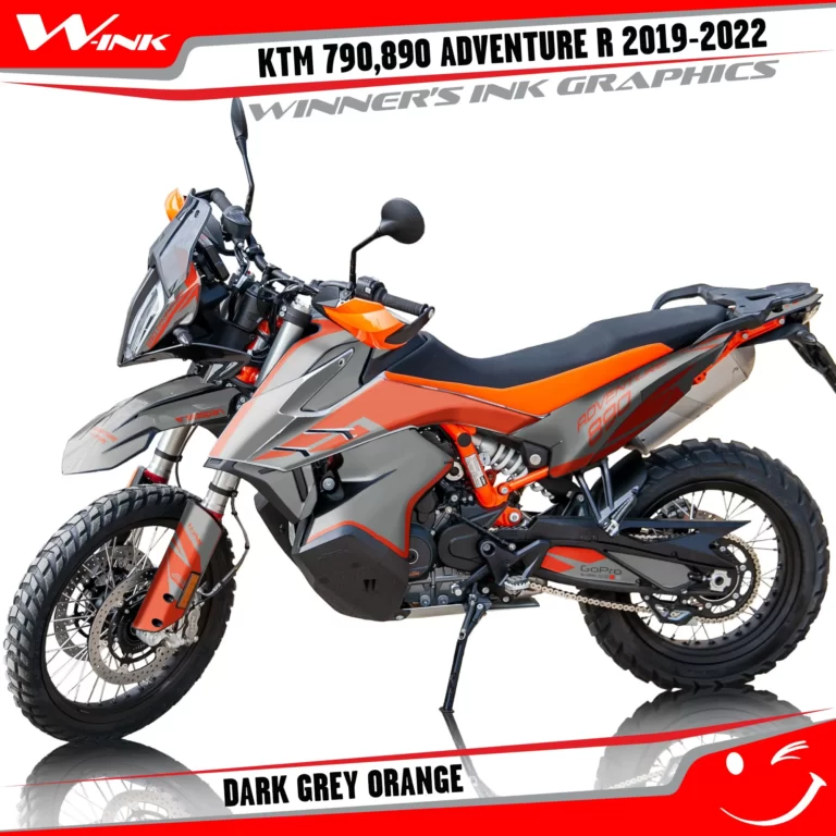 Adventure-R-790-890-2019-2020-2021-2022-graphics-kit-and-decals-with-designs-Dark-Grey-Orange