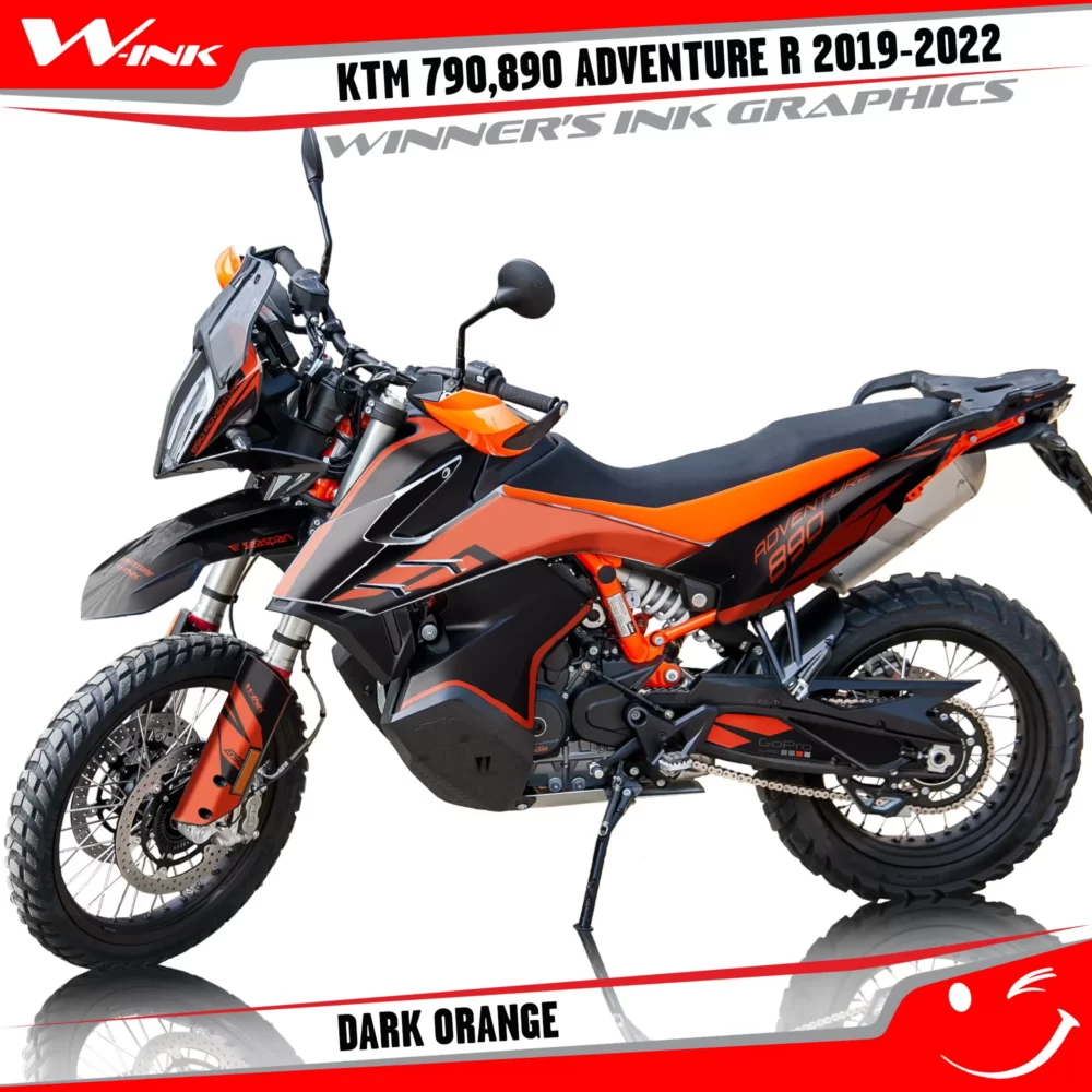 Adventure-R-790-890-2019-2020-2021-2022-graphics-kit-and-decals-with-designs-Dark-Orange