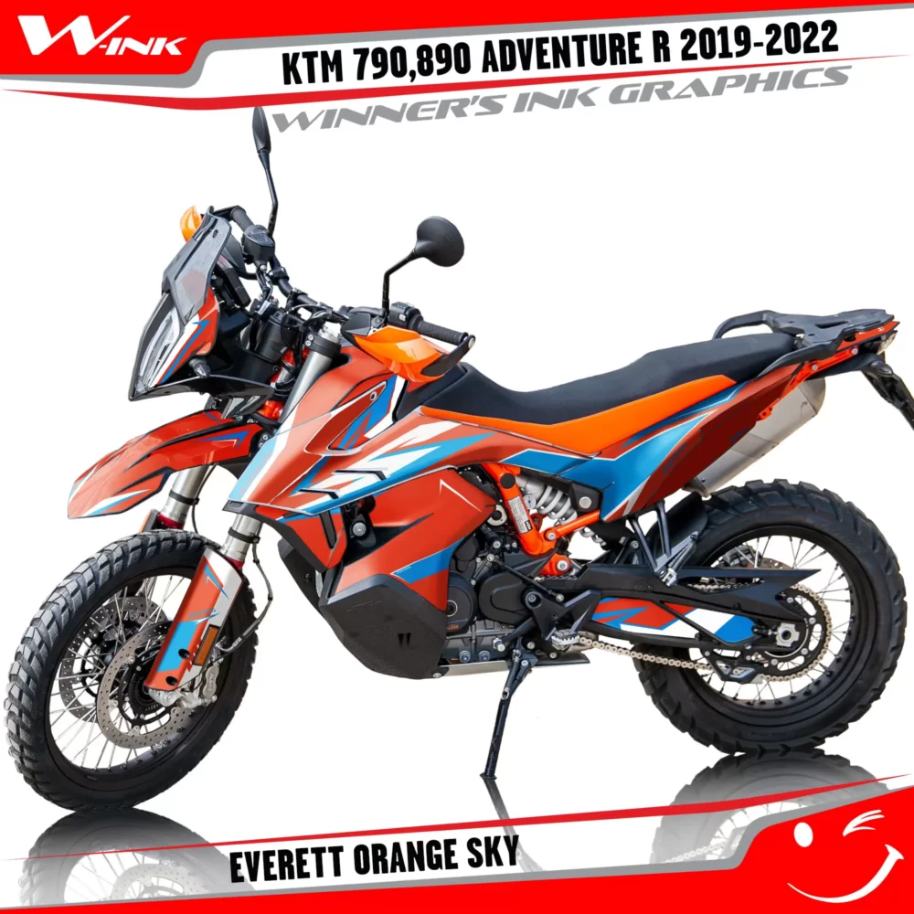 Adventure-R-790-890-2019-2020-2021-2022-graphics-kit-and-decals-with-designs-Everett-Orange-Sky