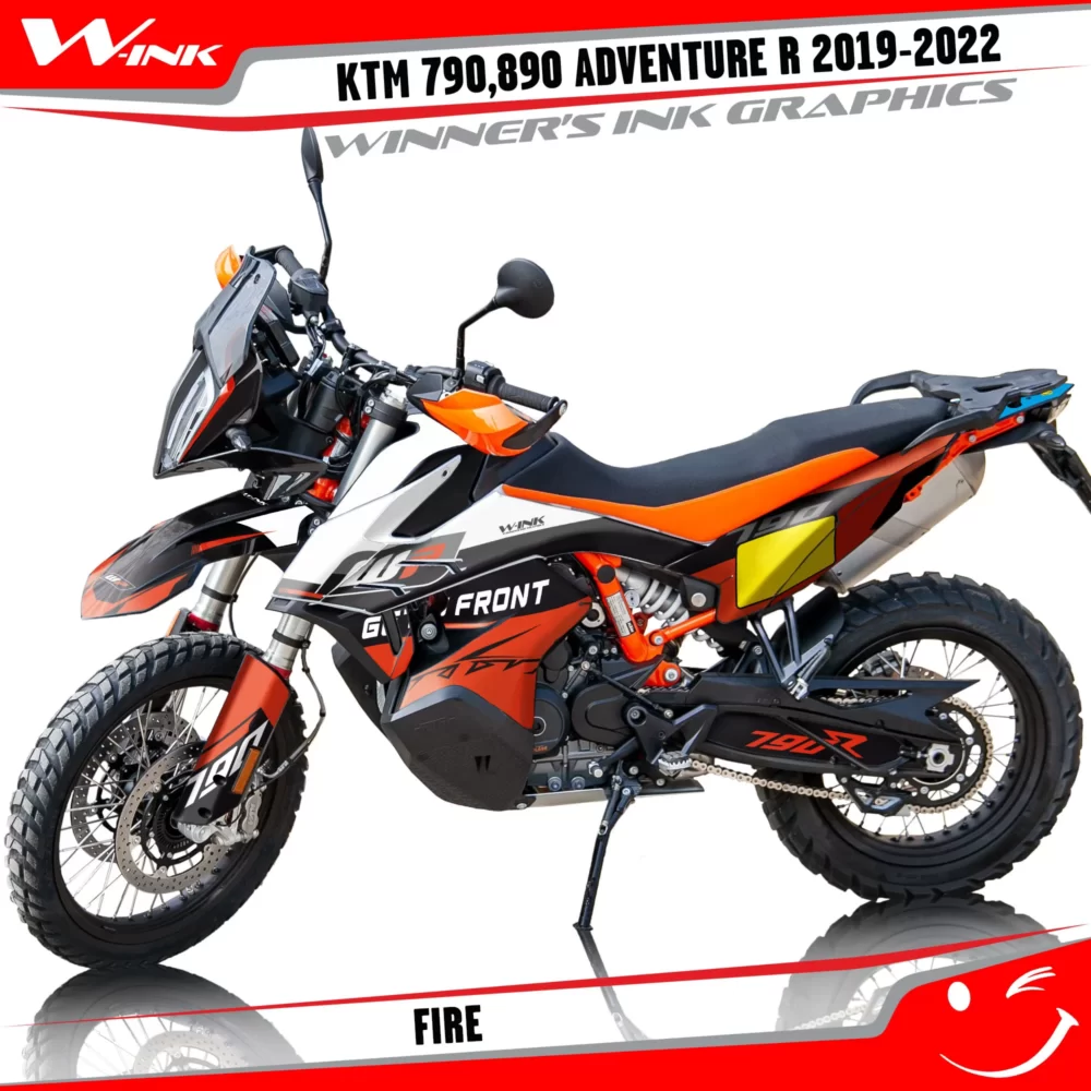 Adventure-R-790-890-2019-2020-2021-2022-graphics-kit-and-decals-with-designs-Fire