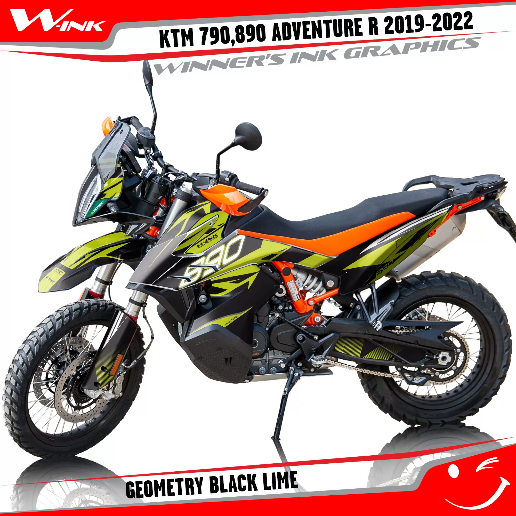 Adventure-R-790-890-2019-2020-2021-2022-graphics-kit-and-decals-with-designs-Geometry-Black-Lime