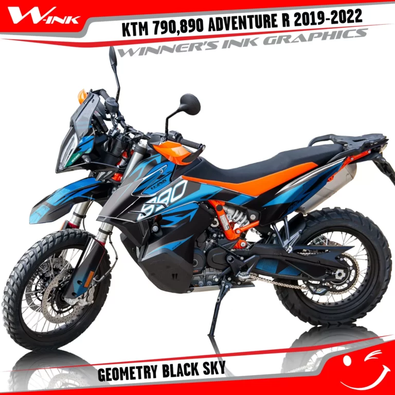 Adventure-R-790-890-2019-2020-2021-2022-graphics-kit-and-decals-with-designs-Geometry-Black-Sky