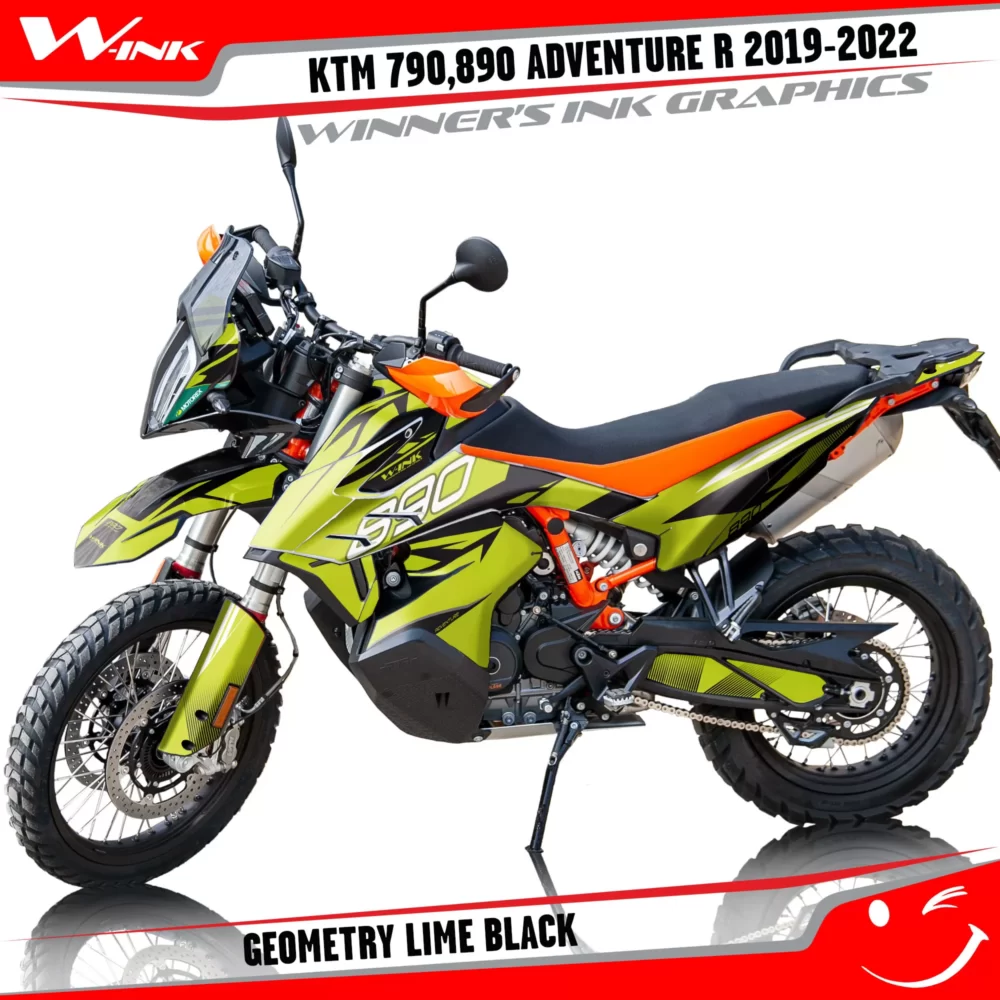 Adventure-R-790-890-2019-2020-2021-2022-graphics-kit-and-decals-with-designs-Geometry-Lime-Black