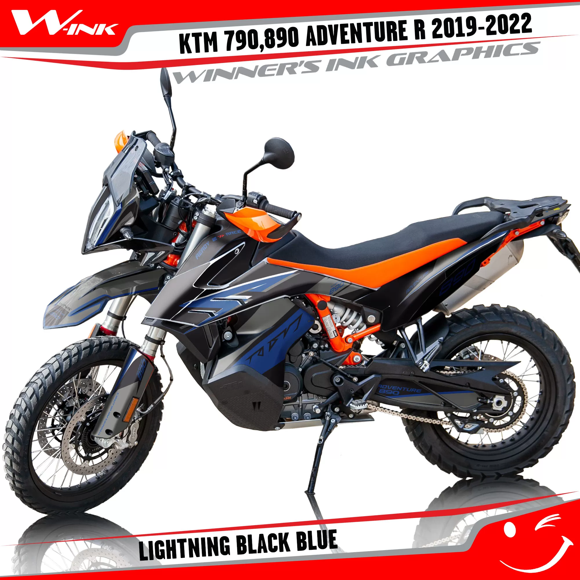 Adventure-R-790-890-2019-2020-2021-2022-graphics-kit-and-decals-with-designs-Lightning-Black-Blue
