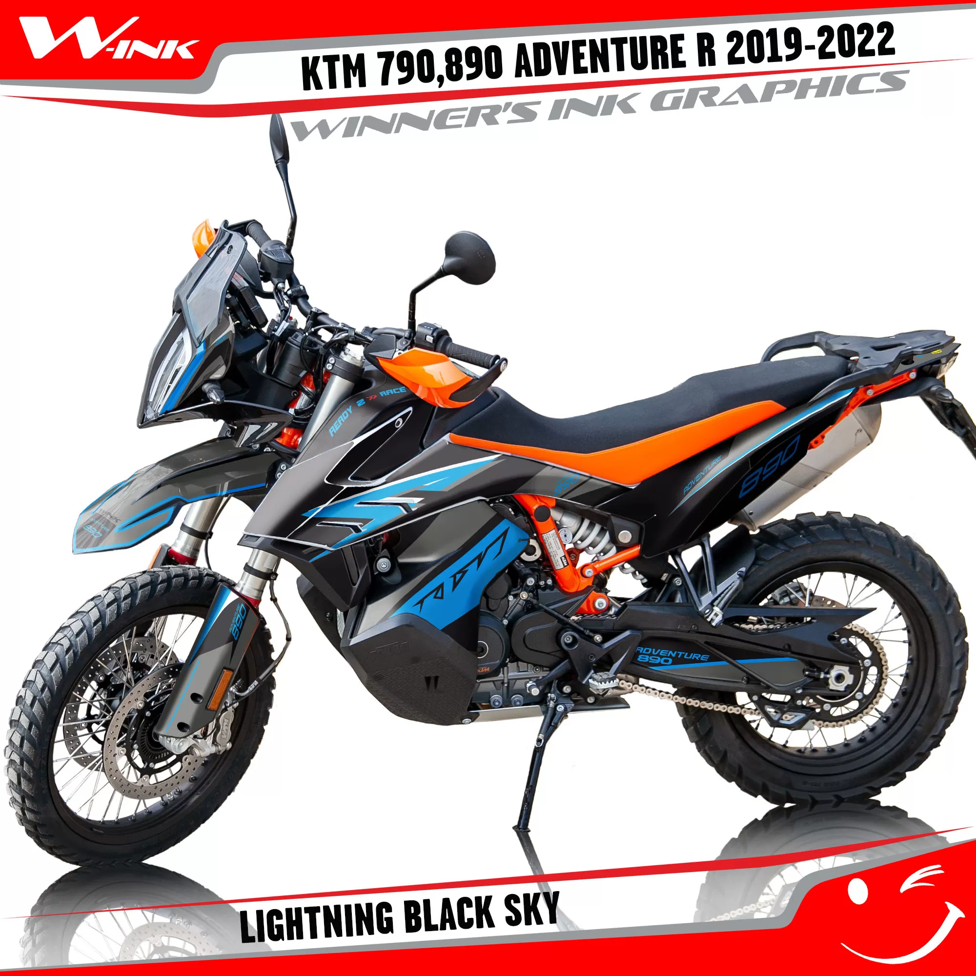Adventure-R-790-890-2019-2020-2021-2022-graphics-kit-and-decals-with-designs-Lightning-Black-Sky