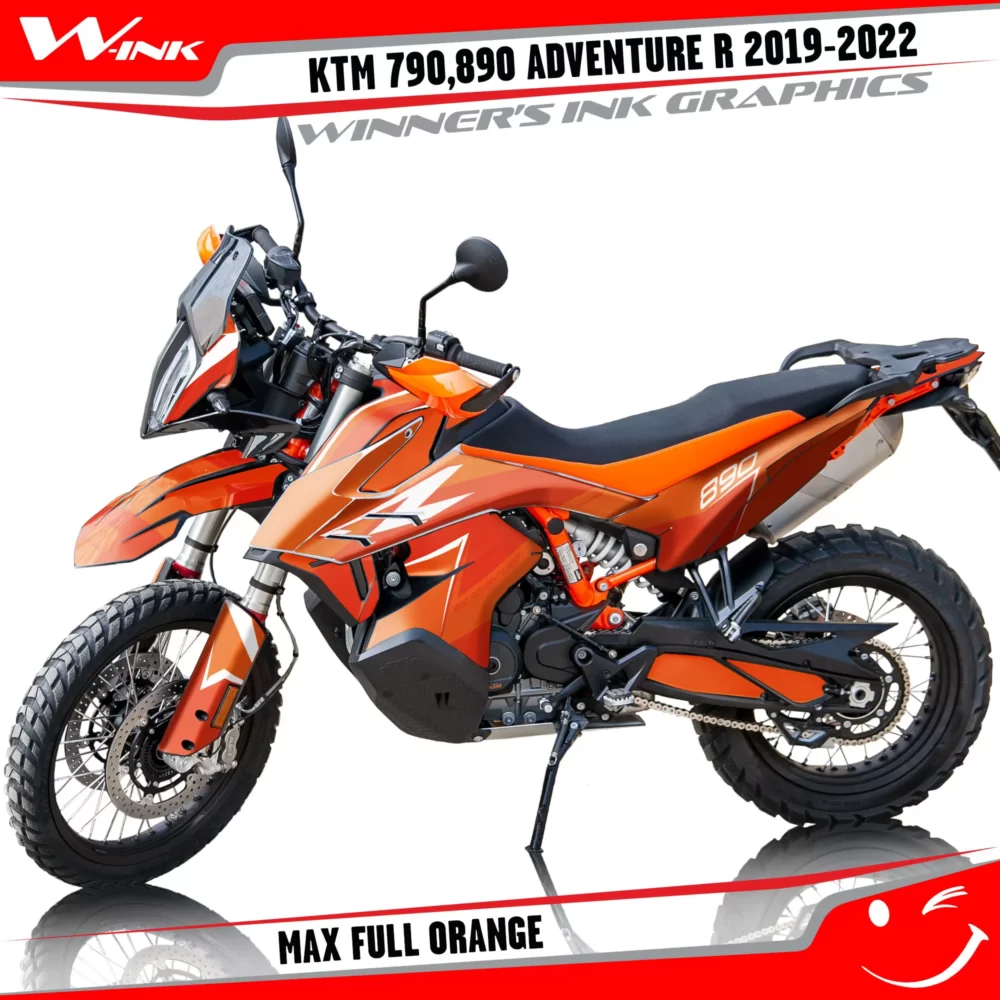 Adventure-R-790-890-2019-2020-2021-2022-graphics-kit-and-decals-with-designs-Max-Full-Orange