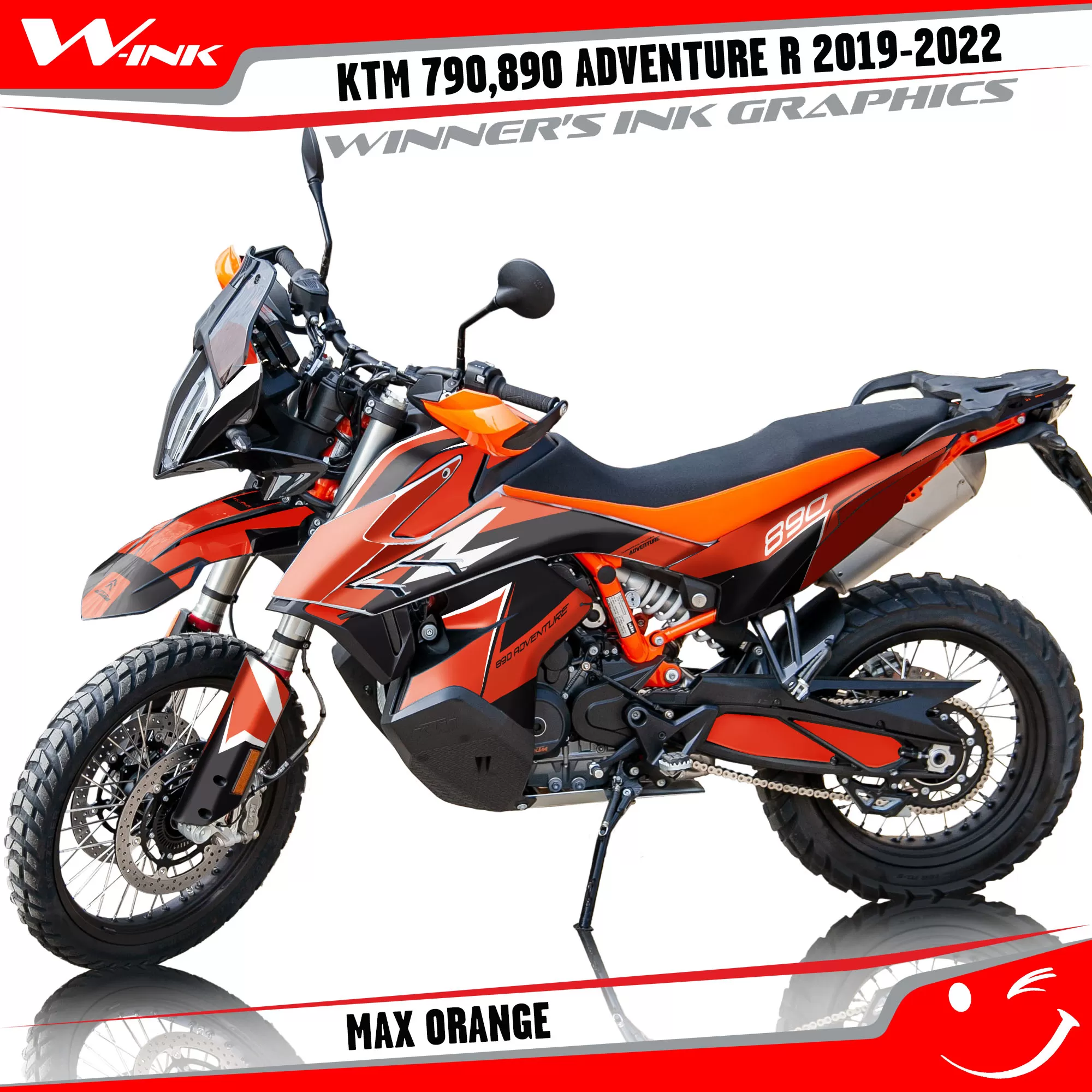 Adventure-R-790-890-2019-2020-2021-2022-graphics-kit-and-decals-with-designs-Max-Orange